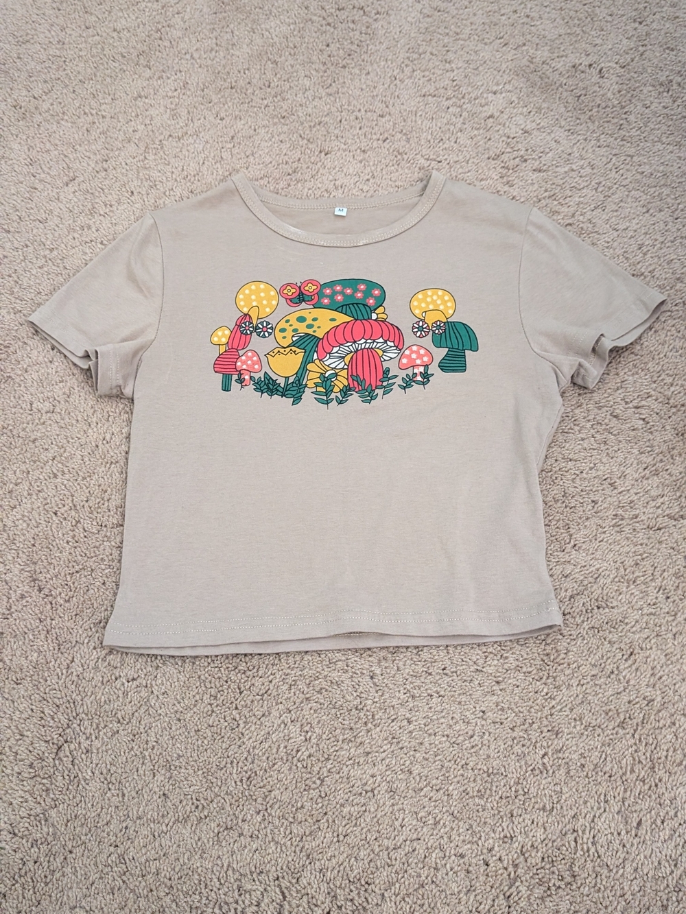 Women's Mushroom Graphic Tee - Beige